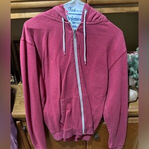 Red zip up hoodie- Tri Mountain Small, unisex